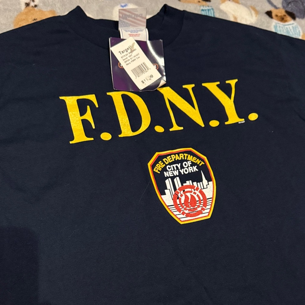 Navy blue FDNY Tee with Yellow Print